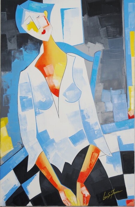 Hommage &agrave; Modigliani. Huile sur toile 100 x 65 cm. octobre 1997