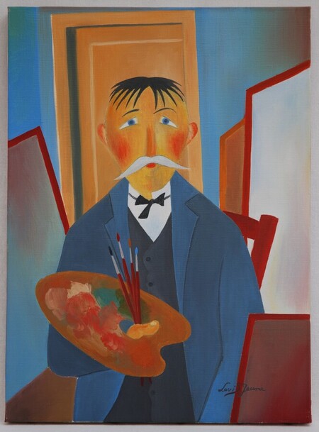 Le peintre huile sur toile 33 x 24 cm