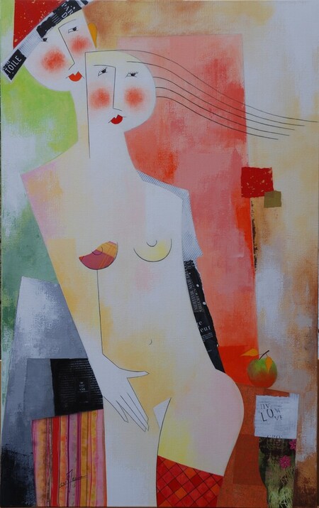 Adam et Eve. Huile sur toile 116 x73 cm.  Janvier 20011
