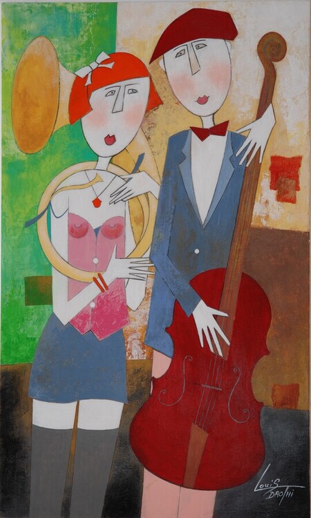 Tout en harmonie-acrylique sur MDF 55 x 33 cm.  F&eacute;vrier 2023. Re&ccedil;u la m&eacute;daille d'or de la ville de Wattrelos en mars 2023.