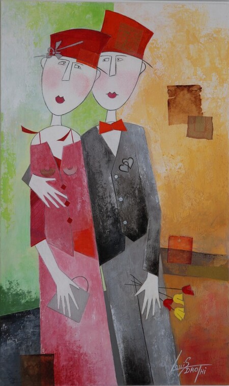 Le jour des noces. Acrylique sur MDF 55 x 33 cm. Janvier 2023