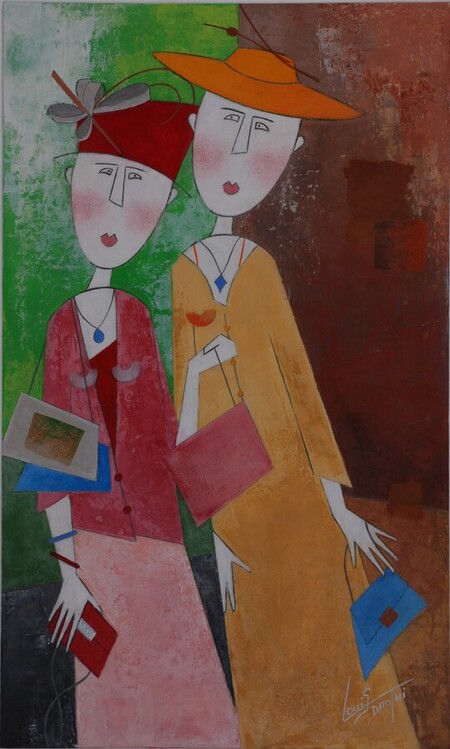 Le jour des emplettes. Acrylique sur MDF 55 x 33 cm. Avril 2023