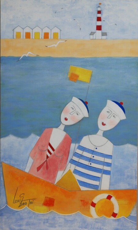 L'art de mener en bateau. Acrylique sur panneau MDF 55 x33 cm. Mai 2024