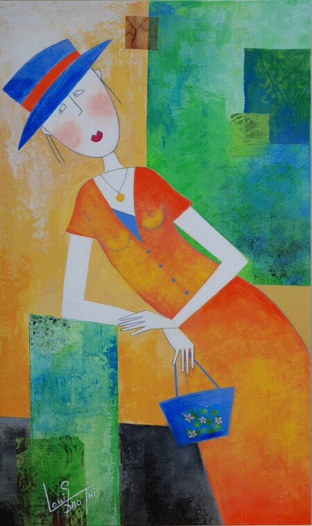 L'attente. Acrylique sur panneau MDF 55 x 33 cm. Juin 2024.