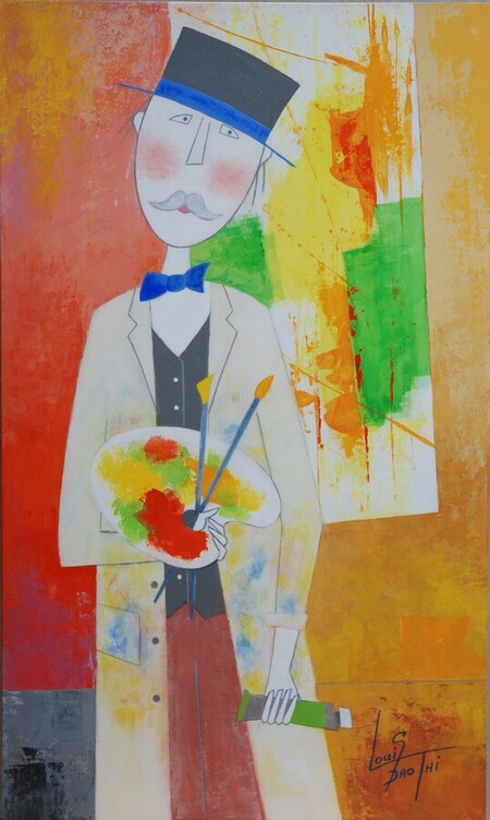 Le peintre barbouilleur. Acrylique sur panneau MDF 55 x 33 cm. Juin 2024.