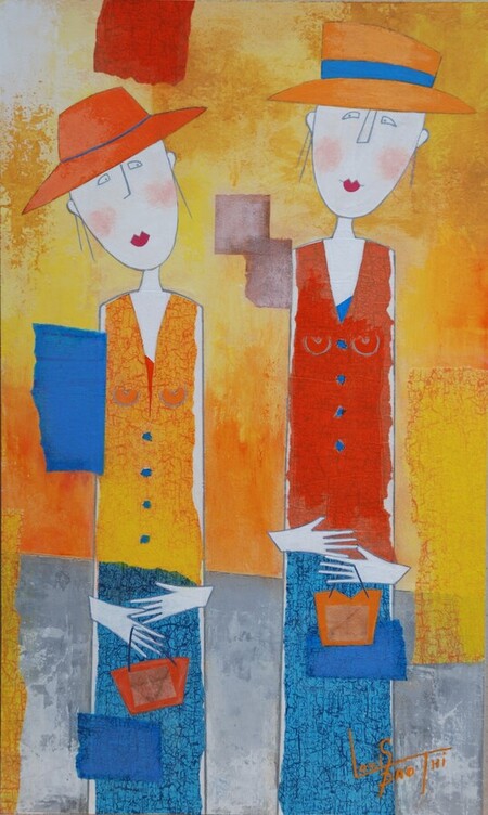 Les frangines. Acrylique sur panneau MDF 55 x 33 cm. Septembre 2024.